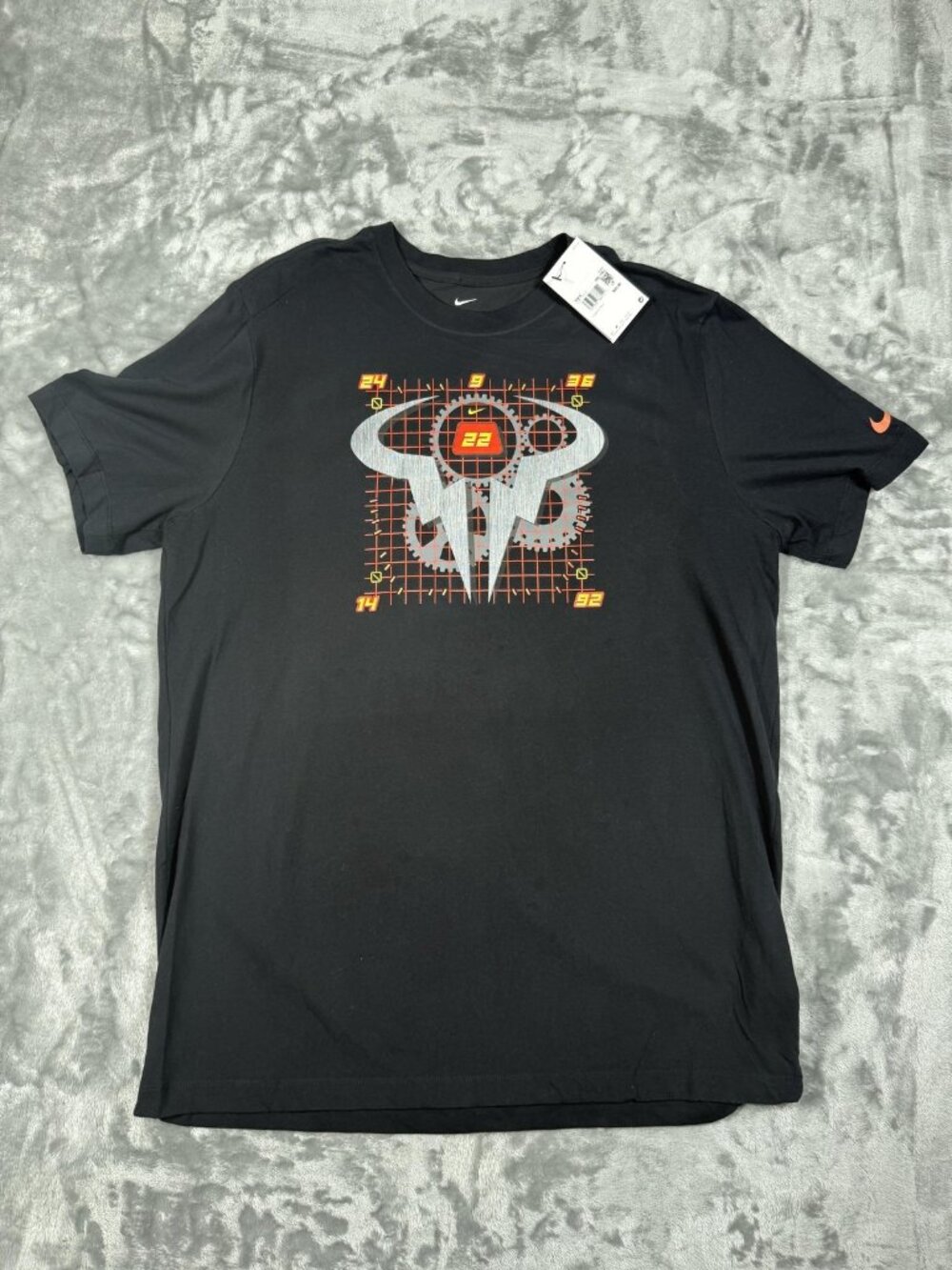 New Nike Dri-FIT Shirt Men's 2XLT Black Tennis Rafa Nadal Graphic Tee FZ8113 010
